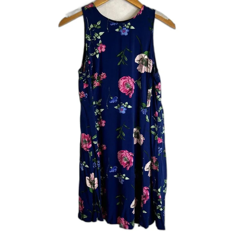 Old Navy Sleeveless Blue Floral Aline Dress Size Medium